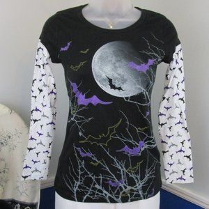 Jerry Leigh Glow-In-The-Dark Halloween Theme Novelty Long Sleeve T-Shirt